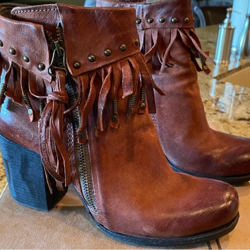 A.S.98 Sexy Boho Bootie W/Fringe & Antique Hardware  Size 39 Euro Size 8 US
